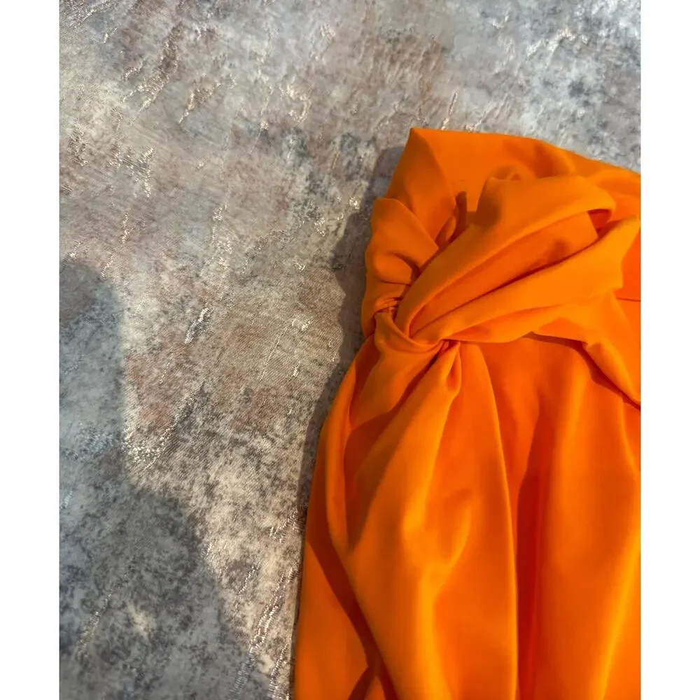 Skims Orange Bandeau Bikini Set + Matching Sarong Swim Skirt | 3-Piece